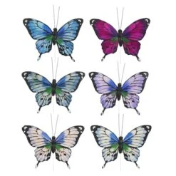 4.5" Blue & Purple Feather Butterflies, 6ct. By Ashland®