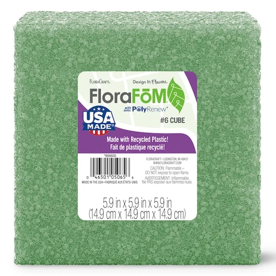 FloraCraft® FloraFōM® Foam Cube, 5.9" 2 FloraCraft® FloraFōM® Foam Cube, 5.9" - Image 2