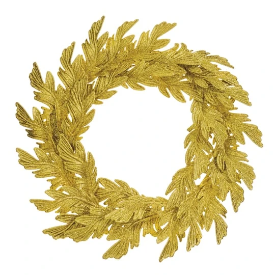 22" Gold Glittered Acanthus Leaf Wreath 1 22" Gold Glittered Acanthus Leaf Wreath