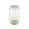 Northlight 13.5" Cylindrical Transparent Glass Container With Wooden Base & Lid