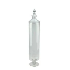 Northlight 29" Clear Transparent Glass Cylindrical Jar With Finial Topped Lid