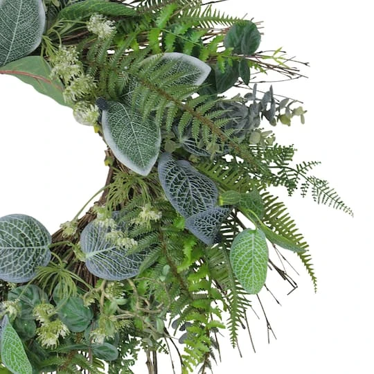 Northlight 22" Green Eucalyptus, Ivy & Fern Wreath 4 Northlight 22" Green Eucalyptus, Ivy & Fern Wreath - Image 4
