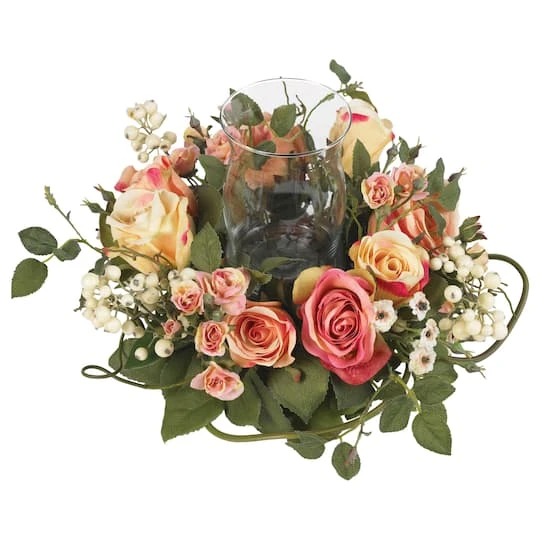 8.5" Rose Candelabrum Silk Flower Arrangement 3 8.5" Rose Candelabrum Silk Flower Arrangement - Image 3