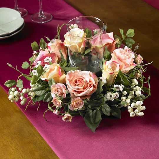 8.5" Rose Candelabrum Silk Flower Arrangement 4 8.5" Rose Candelabrum Silk Flower Arrangement - Image 4