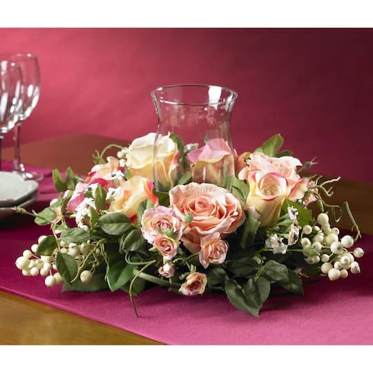 8.5" Rose Candelabrum Silk Flower Arrangement 5 8.5" Rose Candelabrum Silk Flower Arrangement - Image 5