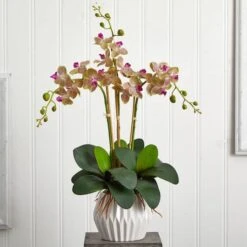 22" Cream & Purple Moth Orchid Silk Arrangement In White Vase -Michaels Shop D251402S 13