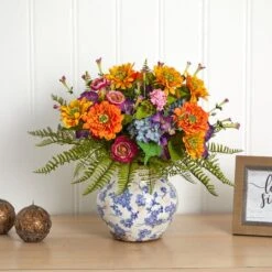 15" Mixed Floral Arrangement In Floral Vase -Michaels Shop D251456S 12