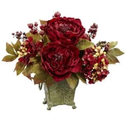 17" Peony & Hydrangea Arrangement In Ceramic Pot 6 17" Peony & Hydrangea Arrangement In Ceramic Pot -Michaels Shop D251494S 11 1