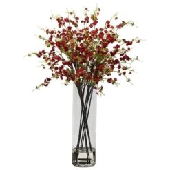 38" Red Giant Cherry Blossom Arrangement In Vase