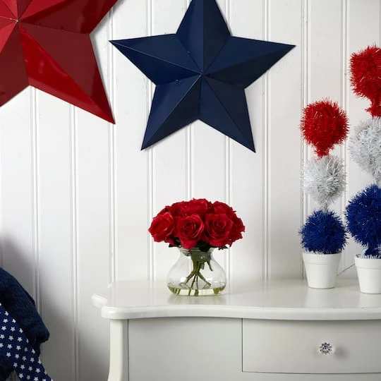 11" Red Rose Arrangement With Clear Glass Vase 4 11" Red Rose Arrangement With Clear Glass Vase - Image 4