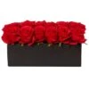 12.5" Dozen Silk Roses In Ceramic Rectangular Planter