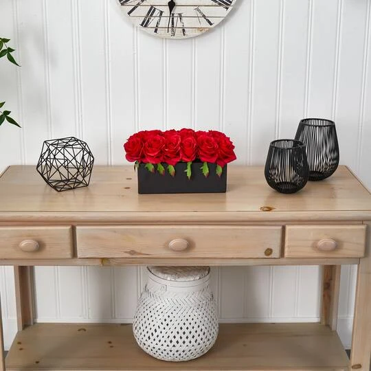 12.5" Dozen Silk Roses In Ceramic Rectangular Planter 8 12.5" Dozen Silk Roses In Ceramic Rectangular Planter - Image 8