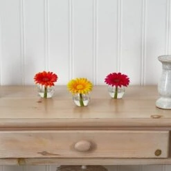 4" Daisy Artificial Arrangement In Glass Vase Set -Michaels Shop D251550S 13