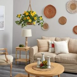 22" Yellow Hibiscus In Hanging Basket -Michaels Shop D251665S 14