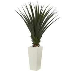 5ft. Spiky Agave Plant In White Tower Planter