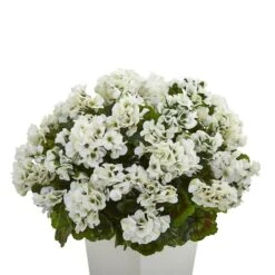 27" White UV Resistant Geranium Arrangement In White Planter 6 27" White UV Resistant Geranium Arrangement In White Planter -Michaels Shop D251826S 12