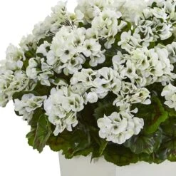 27" White UV Resistant Geranium Arrangement In White Planter 7 27" White UV Resistant Geranium Arrangement In White Planter -Michaels Shop D251826S 13