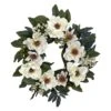 22" White Magnolia Wreath