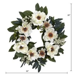 22" White Magnolia Wreath -Michaels Shop D252262S 14