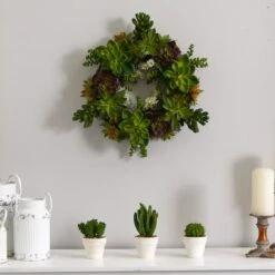 20" Green Succulent Wreath -Michaels Shop D252267S 12