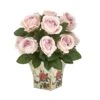 11" Pink Roses In Floral Vase