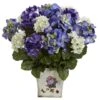 19" Mixed Hydrangea Arrangement In Floral Planter