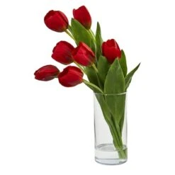 16'' Red Tulip Arrangement In Cylinder Vase -Michaels Shop D262093S 1 1