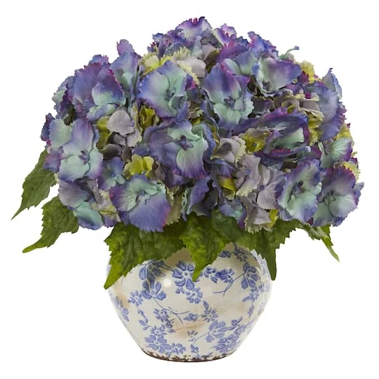 14'' Blue Hydrangea Arrangement In Floral Vase 2 14'' Blue Hydrangea Arrangement In Floral Vase - Image 2