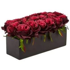 6" Burgundy Rose Arrangement In Ceramic Planter -Michaels Shop D262106S 2