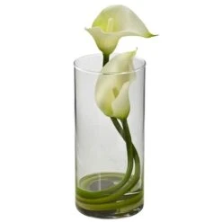 10.5" White Double Calla Lily With Cylinder Vase, 2ct. -Michaels Shop D262118S 12