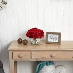 8.5" Red Hydrangea Arrangement In Glass Vase -Michaels Shop D262121S 13