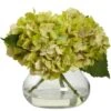 8.5" Yellow Blooming Hydrangea In Glass Vase