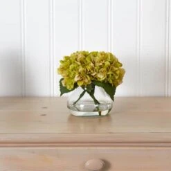 8.5" Yellow Blooming Hydrangea In Glass Vase -Michaels Shop D262122S 13
