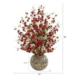 2.5ft. Cherry Blossom Arrangement In Gold Trimmed Stoneware Vase -Michaels Shop D262130S 12
