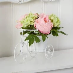 9.5" Peony & Hydrangea Arrangement In Tricycle Planter -Michaels Shop D262140S 12