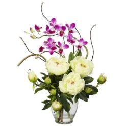 21" Peony & Orchid In Glass Vase -Michaels Shop D262159S 1 1
