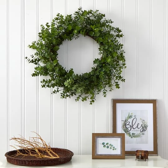 24'' Green Eucalyptus Wreath 4 24'' Green Eucalyptus Wreath - Image 4