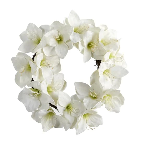 18'' White Amaryllis Wreath 2 18'' White Amaryllis Wreath - Image 2