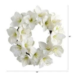 18'' White Amaryllis Wreath 6 18'' White Amaryllis Wreath -Michaels Shop D262242S 2