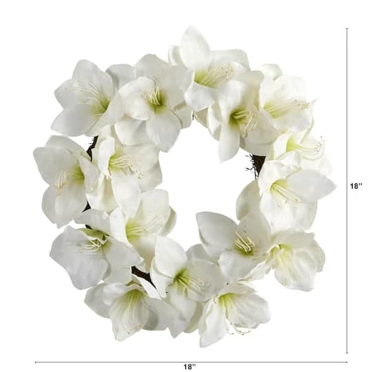 18'' White Amaryllis Wreath 3 18'' White Amaryllis Wreath - Image 3