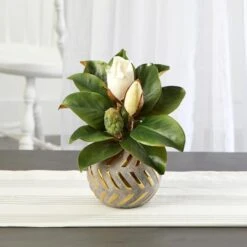 12in. Magnolia In Planter With Gold Trim -Michaels Shop D262297S 3
