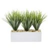 12" Vanilla Grass In White Rectangular Planter
