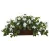 18'' White Bougainvillea Plant In Brown Planter