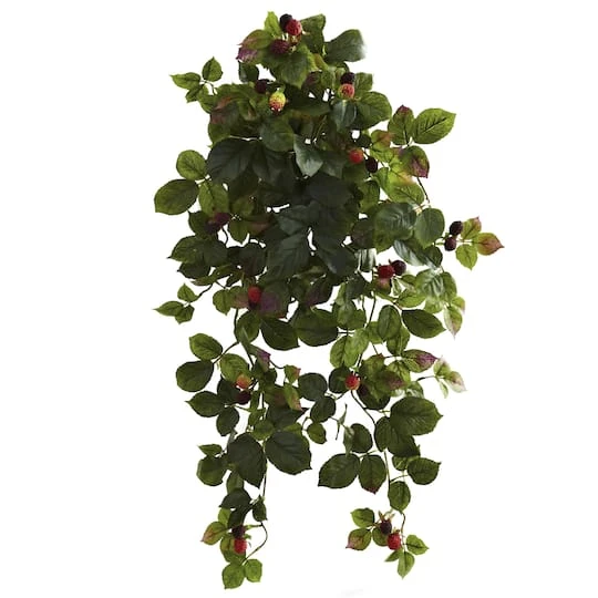32" Raspberry Hanging Bush With Berries 2 32" Raspberry Hanging Bush With Berries - Image 2