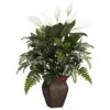 2.5ft. Mixed Greens & Peace Lily In Decorative Vase