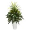 4ft. Mixed River Fern & Dogtail In White Tower Planter