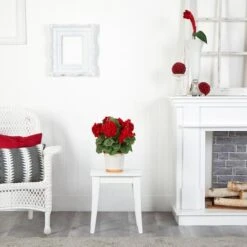 17" Red Geranium In White Decorative Pot -Michaels Shop D262840S 14