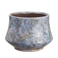 8.7" Blue & White Distressed Floral Terra Cotta Pot -Michaels Shop D263756S 1 1