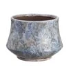 8.7" Blue & White Distressed Floral Terra Cotta Pot