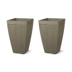 Glitzhome® 23" Eco-Friendly Oversized Faux Concrete Square Fluted Pot Planters, 2ct. Brown -Michaels Shop D266620S 11 1